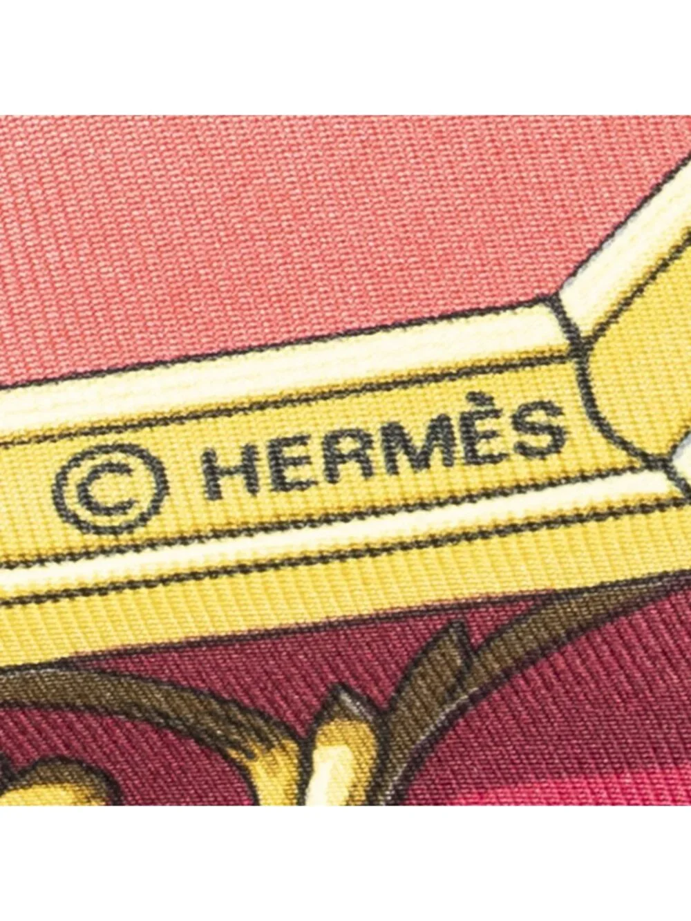 ★SOLD★ Hermes Scarf Burgundy 100% Gold Twill Silk - Picture 4 of 5